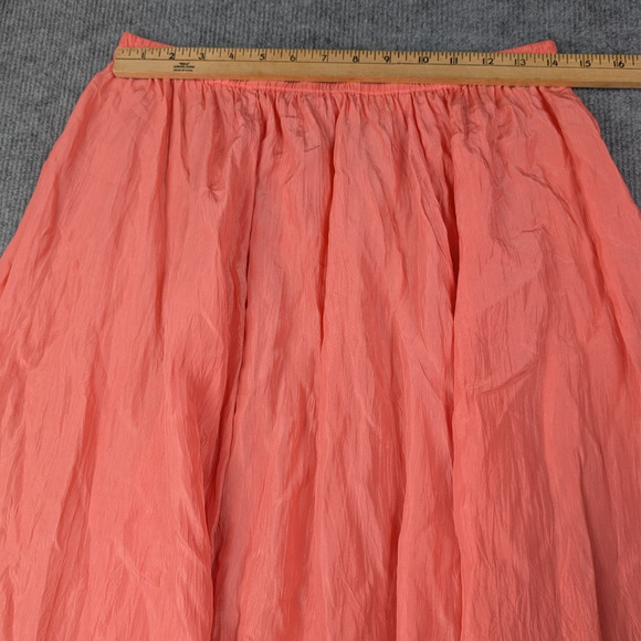 Vintage Silk Midi Skirt Womens Large Pink Coral Lightweight Layering Cottage 90s - Picture 4 of 5